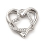 304 colgantes de acero inoxidable, con diamantes de imitación de cristal, encantos del corazón