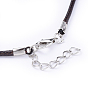 Imitation Leather Cord, Brown, Platinum Color Iron Clasp and adjustable chain