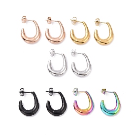 304 Stainless Steel Croissant Stud Earrings, Half Hoop Earrings for Women