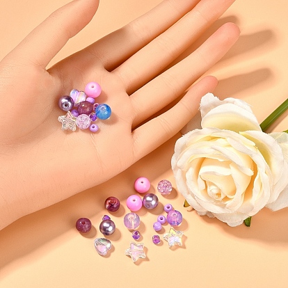 DIY Beads Jewelry Making Finding Kit, Including Imitation Gemstone & Crackle & Heart & Star & Round Acrylic & Glass Beads