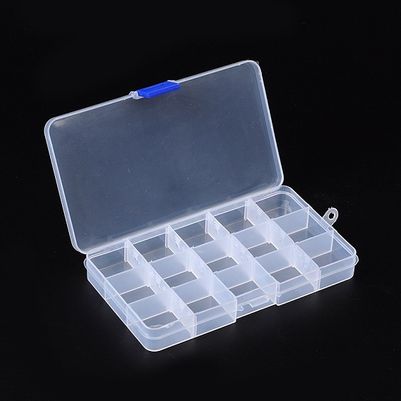 Recipientes de almacenamiento de cuentas de plástico, caja divisoria ajustable, 10.5x18x2.2 cm