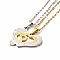 Matching Heart Couple Pendant Necklaces & Stud Earrings, Vacuum Plating 304 Stainless Steel Word I Love You Jewelry Set for Valentine's Day
