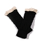 Gants sans doigts à tricoter en fil de fibre acrylique, gants chauds d'hiver à bord en dentelle avec trou pour le pouce pour femmes