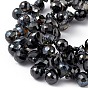 Transparent Electroplate Glass Beads Strands, Faceted, Top Drilled Teardrop, Half Plated