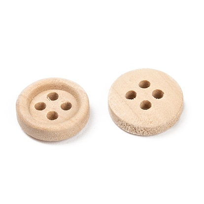 Natural Round 4 Hole Buttons, Wooden Buttons