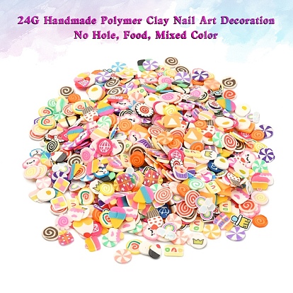 24 украшение для ногтей из полимерной глины ручной работы., Модные уходу за ногтями, без отверстия , питание