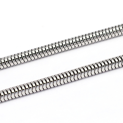 304 Stainless Steel Round Snake Chains, Soldered, 3.2mm