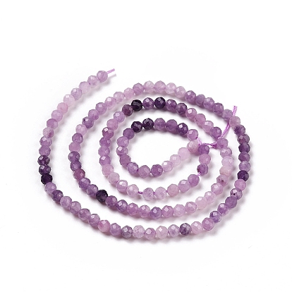 Natural Lilac Jade Beads Strands, Faceted, Round