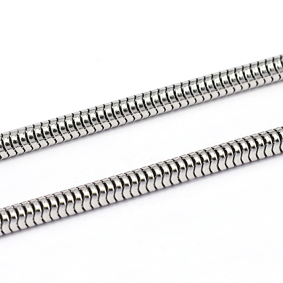 304 Stainless Steel Round Snake Chains, Soldered, 3.2mm