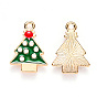 Alloy Enamel Pendants, for Christmas, Christmas Tree, Light Gold