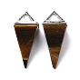 Natural & Synthetic Gemstone Pendants, with Platinum Tone Alloy Findings, Pyramid