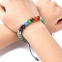 Chakra Jewelry, Natural & Synthetic Mixed Stone Braided Bead Bracelets, with Alloy Findings and Nylon Cord, Rectangle with Tree