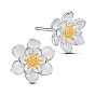 Очаровательные серьги shegrace 925 из стерлингового серебра, цветок лотоса с золотым бутоном, 10 мм, штифты : 0.8 мм