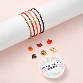 DIY Bracelet Making Kit, Including Glass Seed & Heart CCB Plastic Beads, Elastic Thread