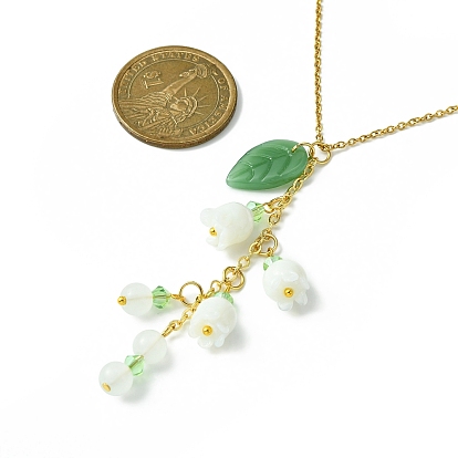Collier pendentif fleur de vie en verre avec chaînes câblées en acier inoxydable pour femmes