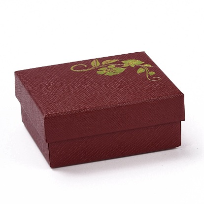 Бумага с коробочками для ожерелий из губчатого коврика, прямоугольник с золотым тиснением цветочным узором