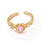 Открытый браслет-манжета с розовым кубическим цирконием цветок жизни, стеллаж для латунных украшений для женщин, без кадмия и без свинца