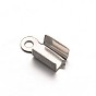 304 Stainless Steel Folding Crimp Ends, Fold Over Crimp Cord Ends for Leather