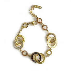 Bracelet à maillons en coquillage naturel, placage ionique (ip) 304 bijoux en acier inoxydable pour femmes