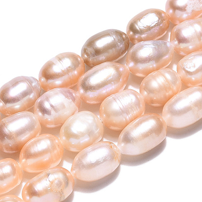Hilos de perlas de agua dulce cultivadas naturales, cuentas barrocas de arroz con perlas keshi