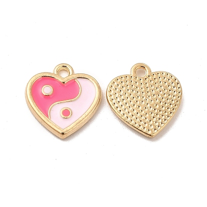 Alloy Enamel Charms, Heart with Yin Yang, Mixed Color