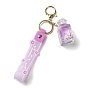 Mixed Bottle Acrylic Pendant Keychain Decoration, Liquid Quicksand Floating Bear Handbag Accessories, with Alloy Findings