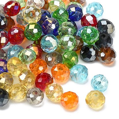 Perles de verre transparentes plaquées rondelles à facettes rondelles couleur ab
