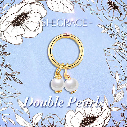 SHEGRACE 925 Sterling Silver Stud Earrings, with Pearl, Real 18K Gold Plated