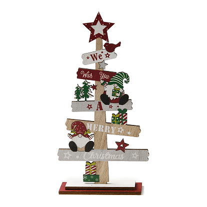 Christmas Theme Wood Display Decorations, for Home Office Tabletop, Christmas Tree