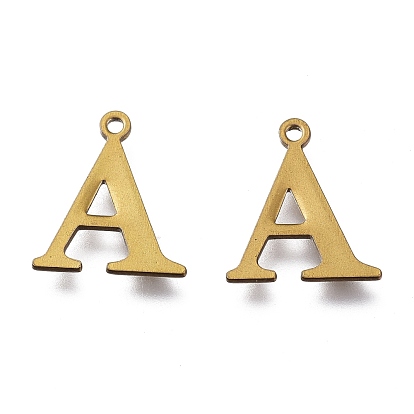 Ion Plating(IP) 304 Stainless Steel Charms, Laser Cut, Alphabet