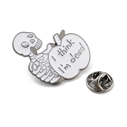 Halloween Skull/Ghost Enamel Pins, Gunmetal Alloy Badge for Women
