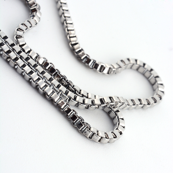 316 Surgical Stainless Steel Box Chains  Necklaces, with Lobster Claw Clasps, Unwelded, 19.8 inch (50.5cm)