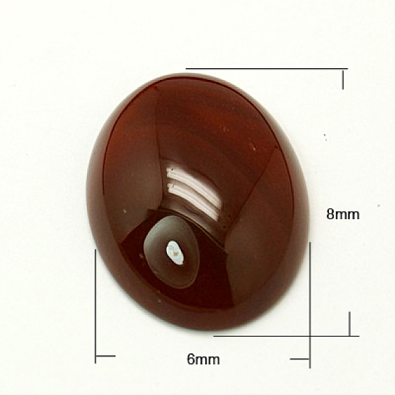 Gemstone Cabochons, Natural Red Agate, Oval, 8x6x3mm