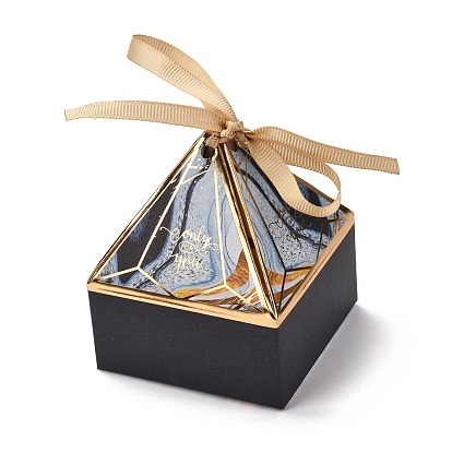 Cajas de regalo plegadas en papel, pirámide triangular con palabra solo para ti y cinta, para regalos dulces galletas envoltura