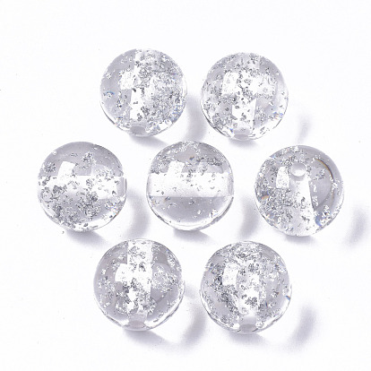 Transparent Clear Resin Beads, with Foil, Round