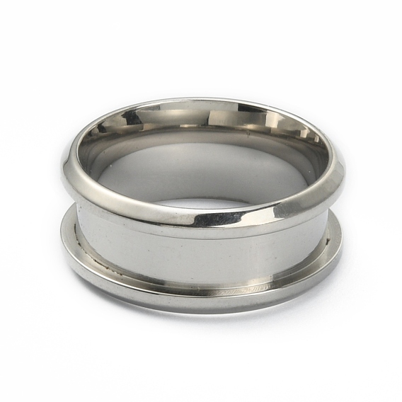 201 ajustes de anillo de dedo acanalados de acero inoxidable, núcleo de anillo en blanco, para hacer joyas con anillos
