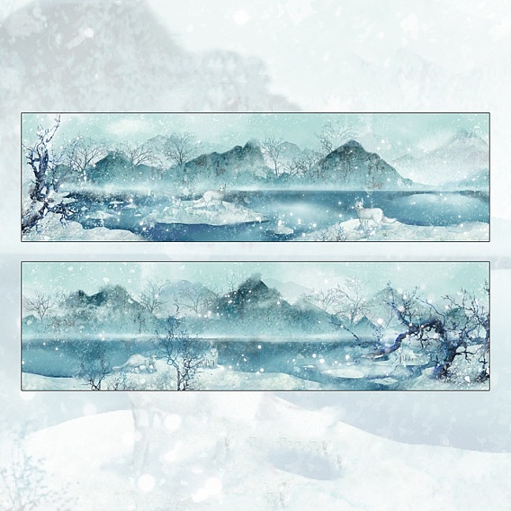 Snow Mountain Pattern Paper Adhesive Tape, for Card-Making, Scrapbooking, Diary, Planner, Envelope & Notebooks