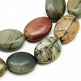 Jaspe polychrome naturel/pierre de Picasso/brins de perles de jaspe de Picasso, ovale