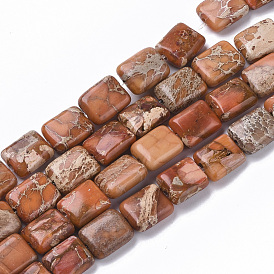 Natural Imperial Jasper Beads Strands, Dyed, Rectangle