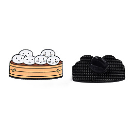 Steamed Stuffed Bun Enamel Pin, Electrophoresis Black Plated Alloy Cartoon Food Badge for Backpack Clothes, Nickel Free & Lead Free