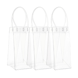 Valentine's Day Transparent PVC Plastic Bag with Handle, Red Wine Tote Bag