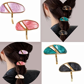 Alloy Bobby Pins, with Cellulose Acetate(Resin) Ornament, Ponytail Hook for Women Girls, Oval