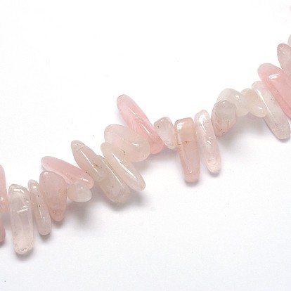 Natural Rose Quartz Beads Strands, Nuggets, 9~22x4~10mm, Hole: 1mm, about 15.7 inch