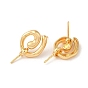 Vortex Brass Stud Earring Findings, with 925 Sterling Silver Pins, for Half Drilled Beads