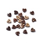 Кокосовое кнопки, резные 2-луночное основные пришивания пуговиц, сердце, 10x10 мм, отверстие : 1 мм