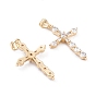 Brass Micro Pave Cubic Zirconia Pendants, Long-Lasting Plated, Cross, Clear