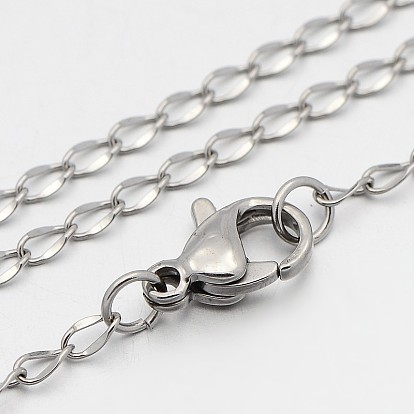 304 Stainless Steel Twisted Chain Necklaces, with Lobster Claw Clasps, 17.7 inch(450mm), 2mm