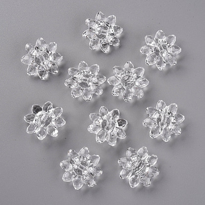 Transparent Acrylic Beads, Faceted, Flower, 29x12mm, Hole: 3mm