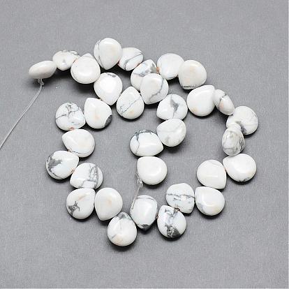 Natural Howlite Gemstone Beads Strands, Top Drilled Beads, Teardrop