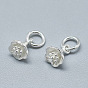 925 Sterling Silver Charms, with Jump Ring, Flower